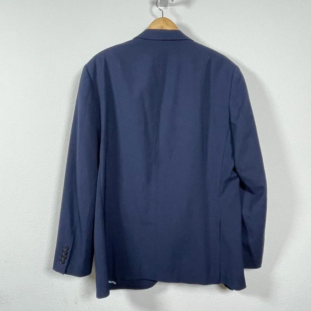 Ibiza‎ Blazer Navy Blue 42L Carini Wool Lycra Sports Coat Modern Preppy Office